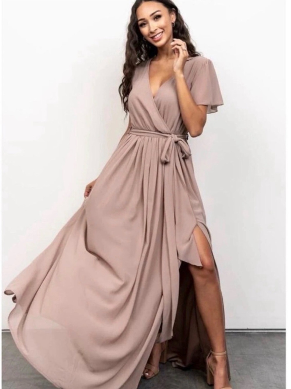 Baltic Born Mauve Wrap Maxi Dress with Side Slit